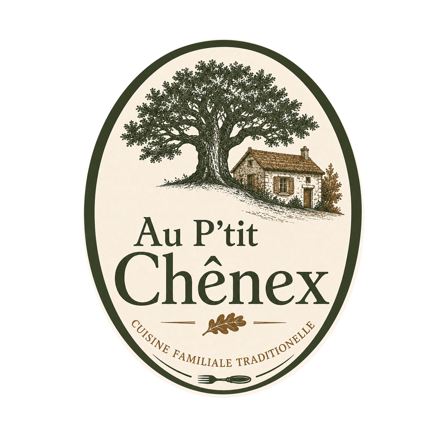 Au P'tit Chênex Restaurant Logo, created by Cracker's Tech
